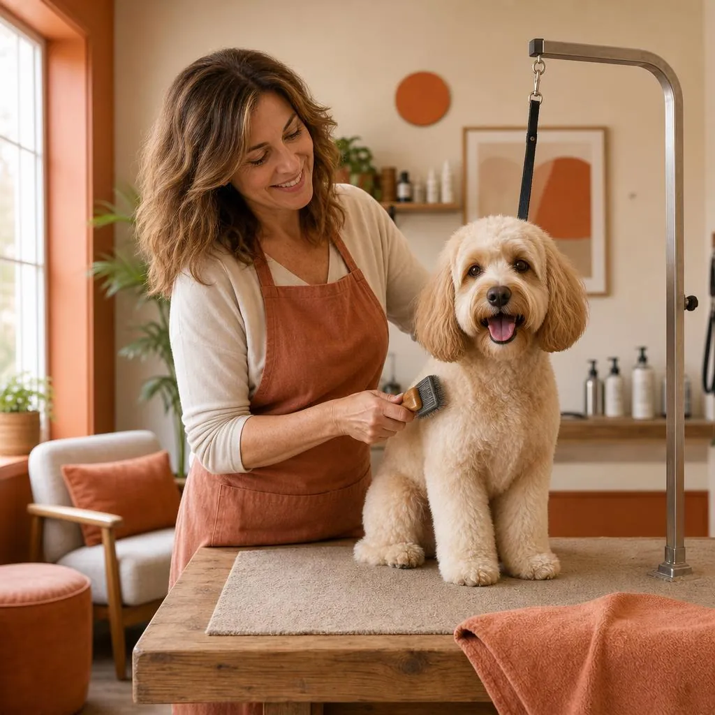 Perro recibiendo un cuidado extra de spa y masaje relajante
